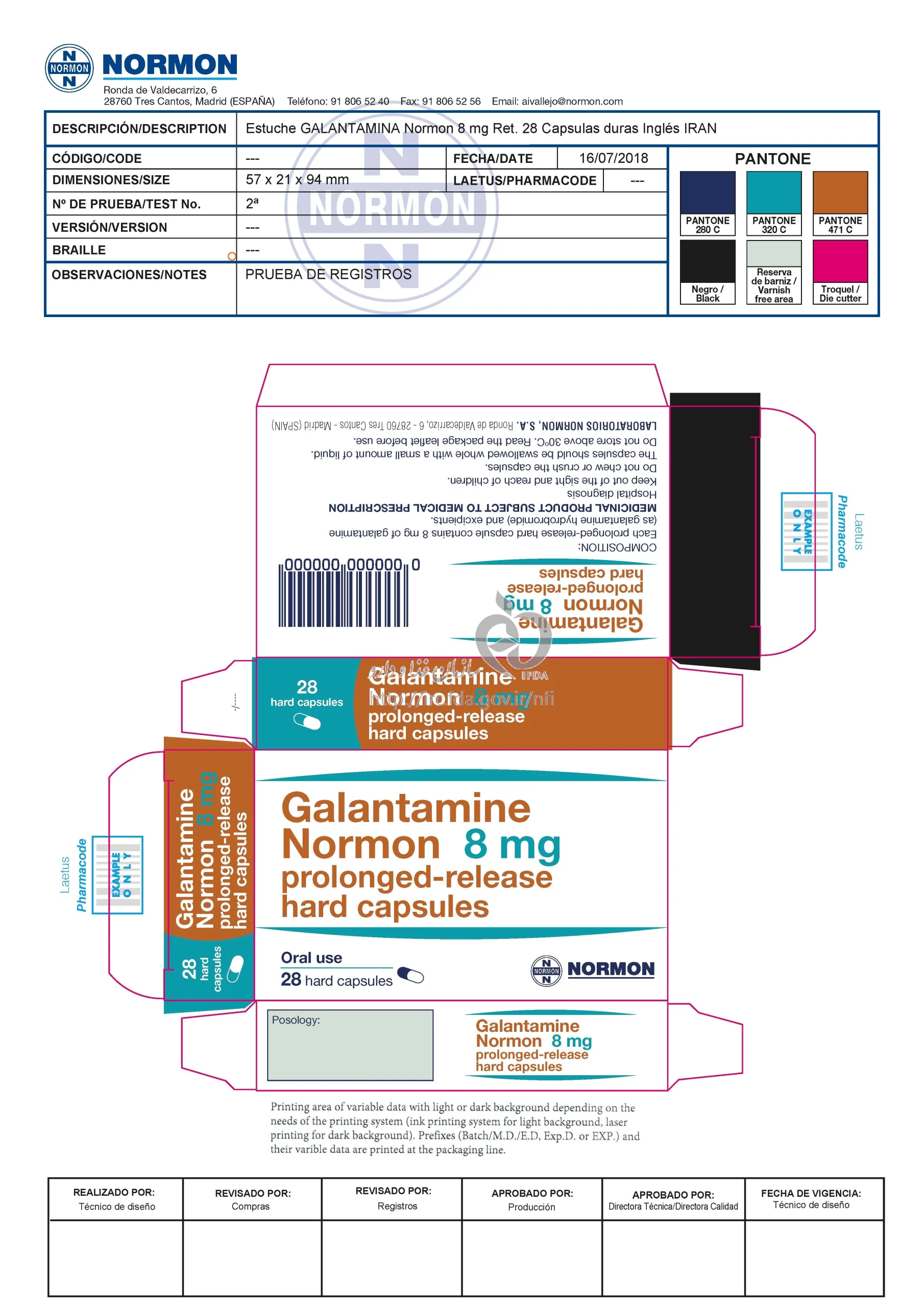 galantamine norman 8 mg قرص گالانتامین دی پی 8 میلی گرم GALANTAMINE DP 8MG TAB - تصویر 1