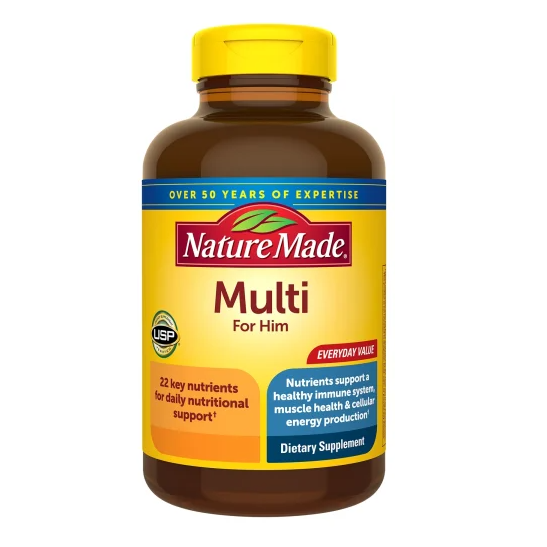 قرص مولتی ویتامین آقایان Nature Made MultiVitamin For Him نیچرمید (90 عددی)_693fe2601c2b7.png قرص مولتی ویتامین آقایان Nature Made MultiVitamin For Him نیچرمید (90 عددی) - تصویر 1