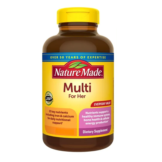 قرص مولتی ویتامین بانوان Nature Made Multivitamin For Her نیچرمید (250 عددی)_693912bde94b5.png قرص مولتی ویتامین بانوان Nature Made Multivitamin For Her نیچرمید (250 عددی) - تصویر 1