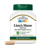 کپسول گیاهی قارچ تقویت سیستم ایمنی بدن 21Century Lion's Mane 2100mg Plus Black Pepper Extract قرن 21 (60 عددی) - تصویر 3
