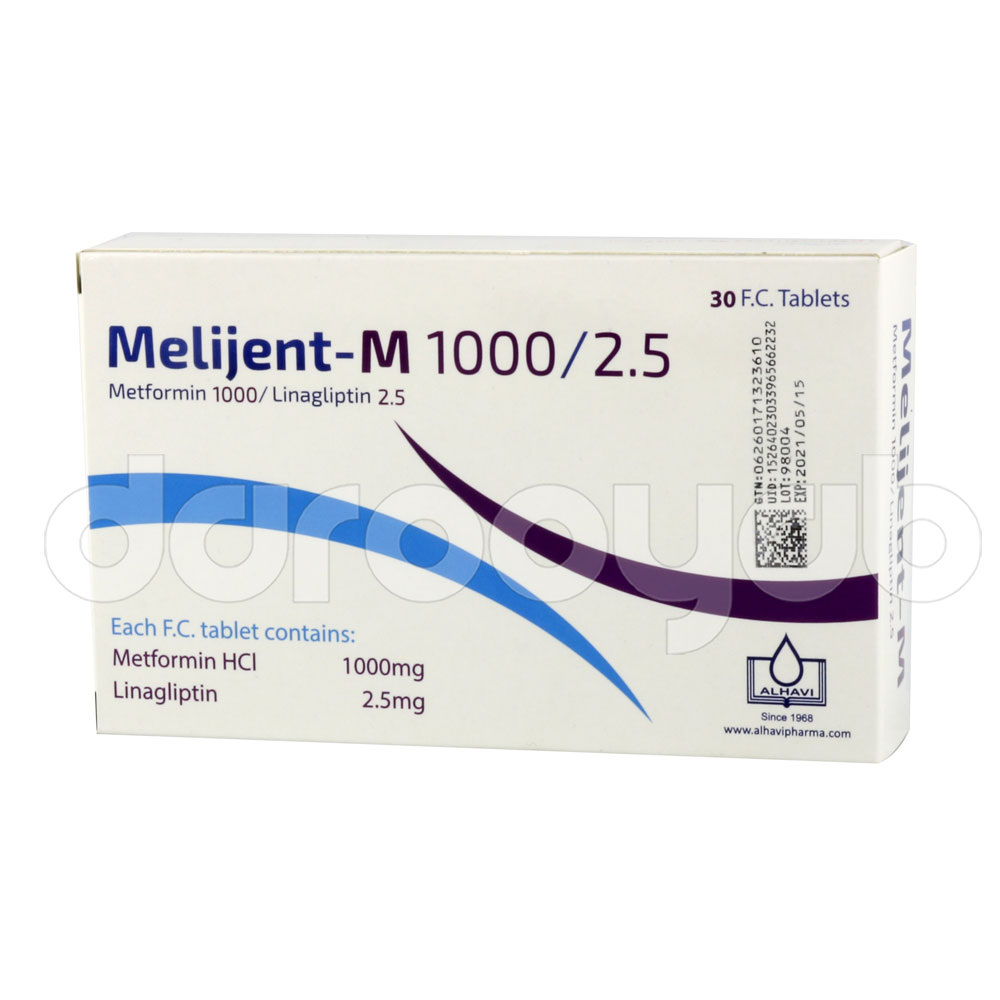 melijent-m قرص ملیجنت-ام 2.5/1000 میلی گرم | MELIJENT-M 2.5/1000 MG Tablet - تصویر 1