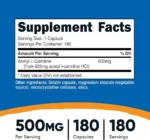 کپسول ال کارنیتین نوتریکاست Nutricost Acetyl L-Carnitine 500mg (180 عددی) - تصویر 4