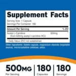 کپسول ال کارنیتین نوتریکاست Nutricost Acetyl L-Carnitine 500mg (180 عددی) - تصویر 5
