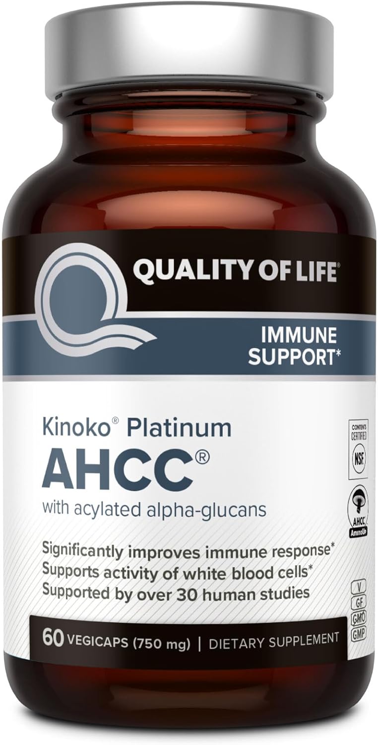 AHCC کپسول ای اچ سی سی مدل کینوکو پلاتینیوم | Quality of Life Premium Kinoko Platinum AHCC Herbal Supplement - Image 1